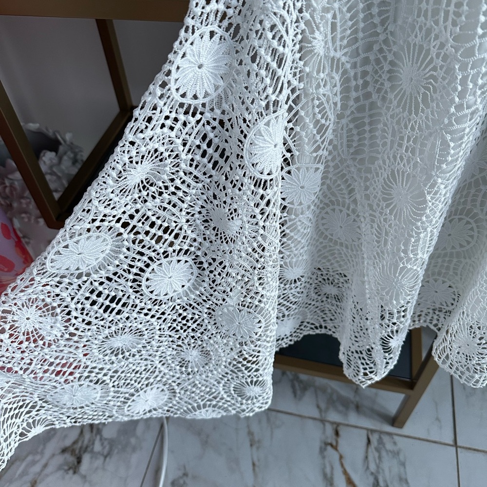 Chelsea 28 Asymmetrical White Embroidered Lace Dress - Picture 4 of 7